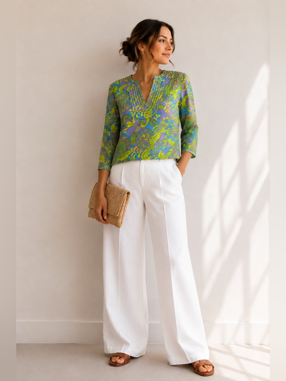 Boden Teal, Lime Green & Purple Paisley Tunic